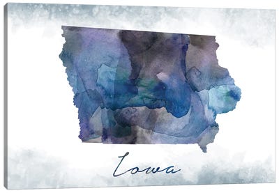 Iowa State Bluish Canvas Art Print - State Maps