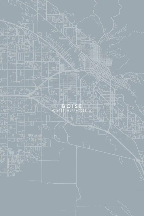 Boise City Map Grey Blue Style by WallDecorAddict wall art