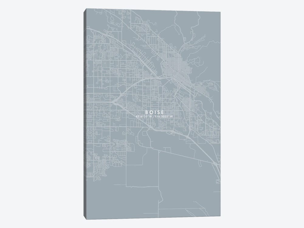 Boise City Map Grey Blue Style by WallDecorAddict 1-piece Canvas Art Print