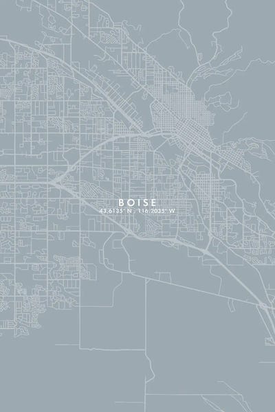 Idaho: Boise City Map Grey Blue Style by WallDecorAddict