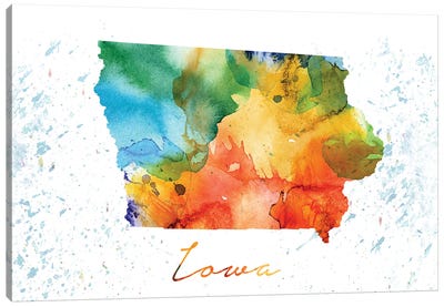 Iowa State Colorful Canvas Art Print - Iowa Art