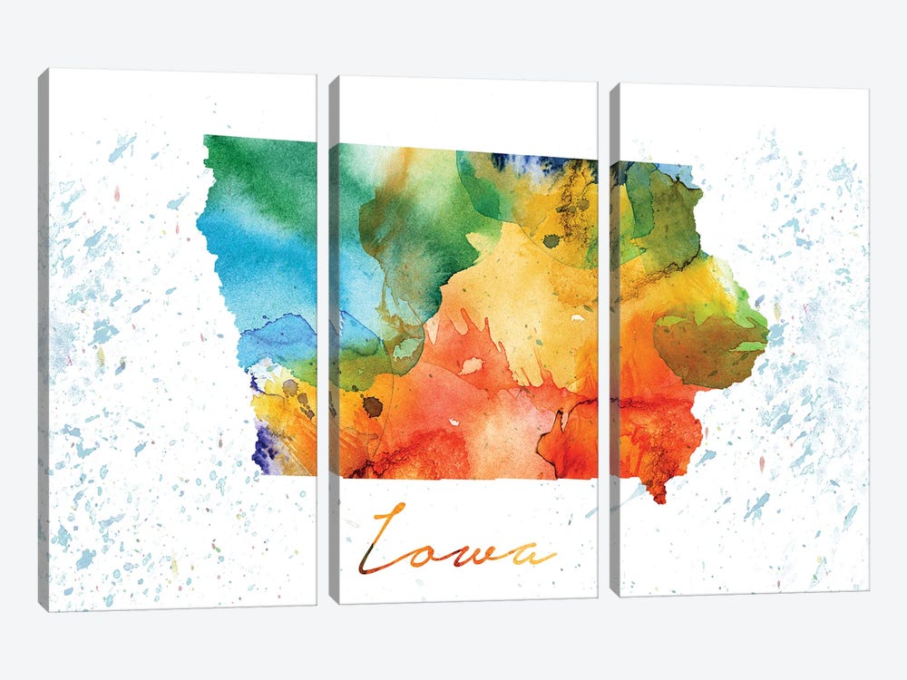 Iowa State Colorful by WallDecorAddict 3-piece Canvas Art Print