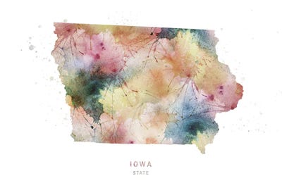Iowa Watercolor State Map by WallDecorAddict art print
