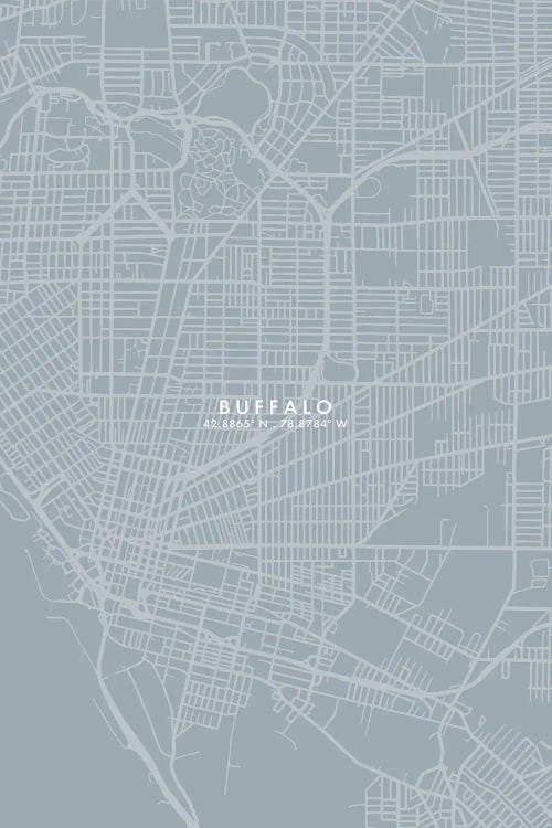 Buffalo City Map Grey Blue Style