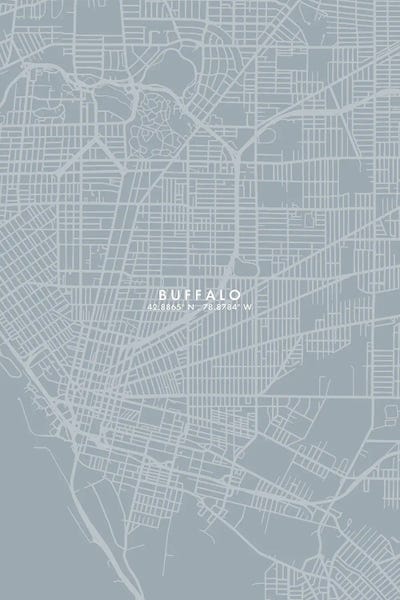 Buffalo: Buffalo City Map Grey Blue Style by WallDecorAddict