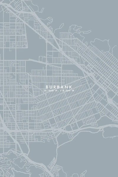 Burbank City Map Grey Blue Style by WallDecorAddict canvas print