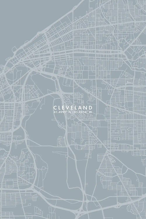 Cleveland City Map Grey Blue Style