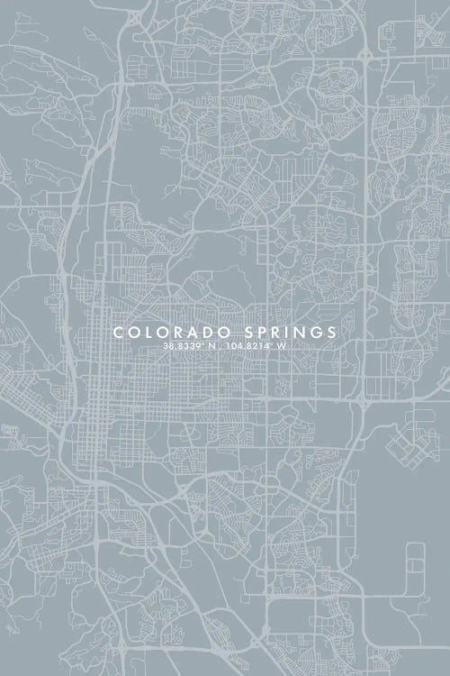 Colorado Springs City Map Grey Blue Style by WallDecorAddict wall art