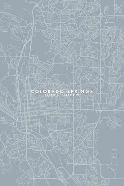 Colorado Springs: Colorado Springs City Map Grey Blue Style by WallDecorAddict
