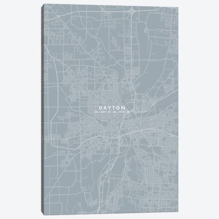 Dayton City Map Grey Blue Style Canvas Print #WDA1744} by WallDecorAddict Canvas Artwork