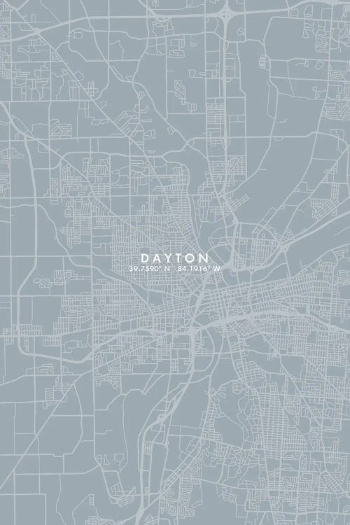 Dayton City Map Grey Blue Style by WallDecorAddict wall art