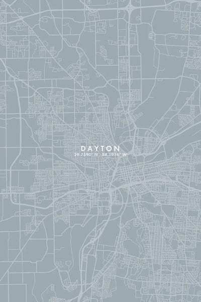 Dayton: Dayton City Map Grey Blue Style by WallDecorAddict