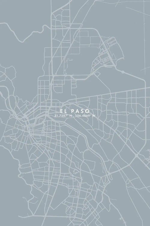 El Paso City Map Grey Blue Style