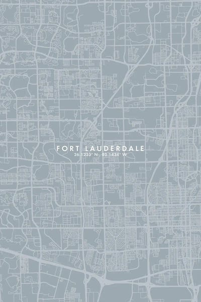 Fort Lauderdale City Map Grey Blue Style by WallDecorAddict multi panel art
