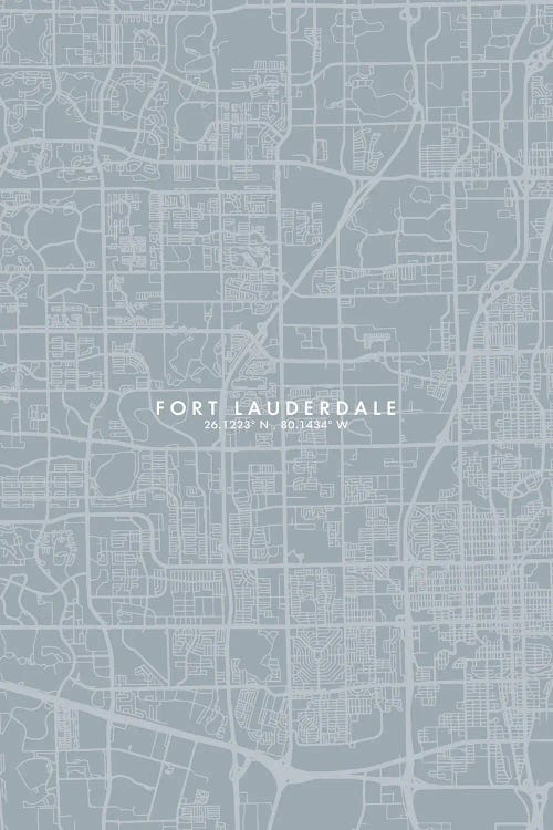 Fort Lauderdale City Map Grey Blue Style