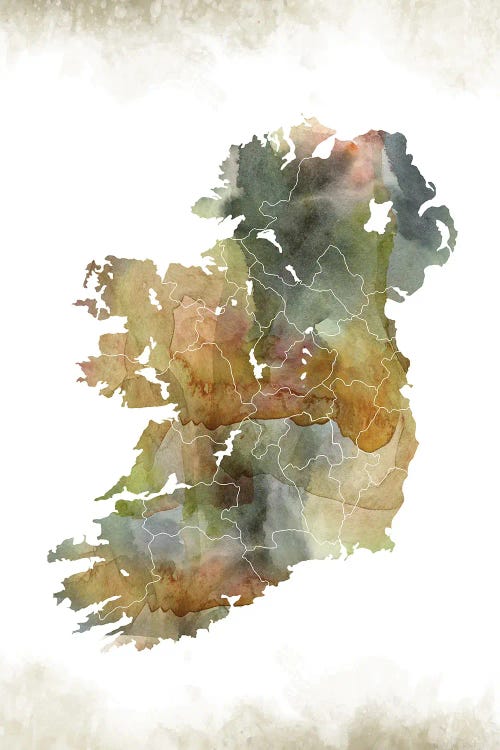 Ireland Greenish Map by WallDecorAddict wall art