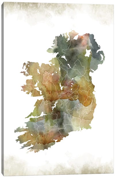 Ireland Greenish Map Canvas Art Print - Best Selling Map Art