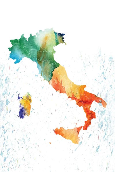 Italy Colorful Map by WallDecorAddict gallery poster