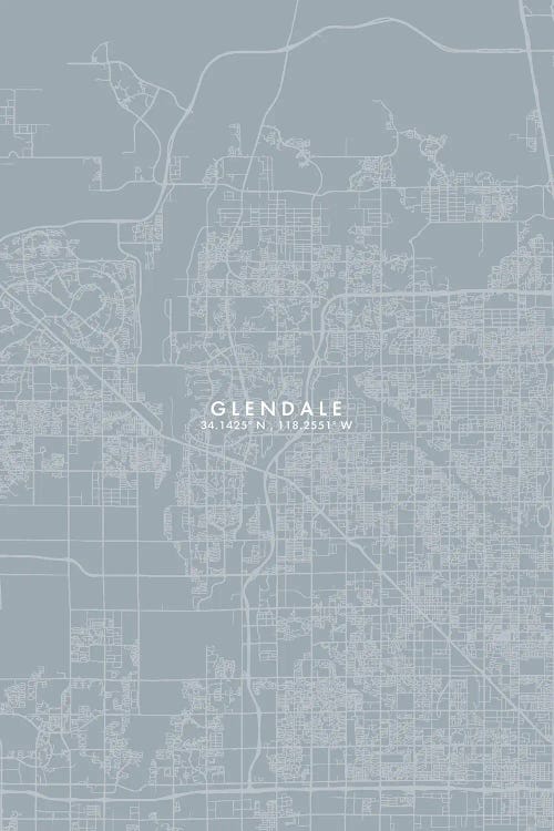 Glendale City Map Grey Blue Style