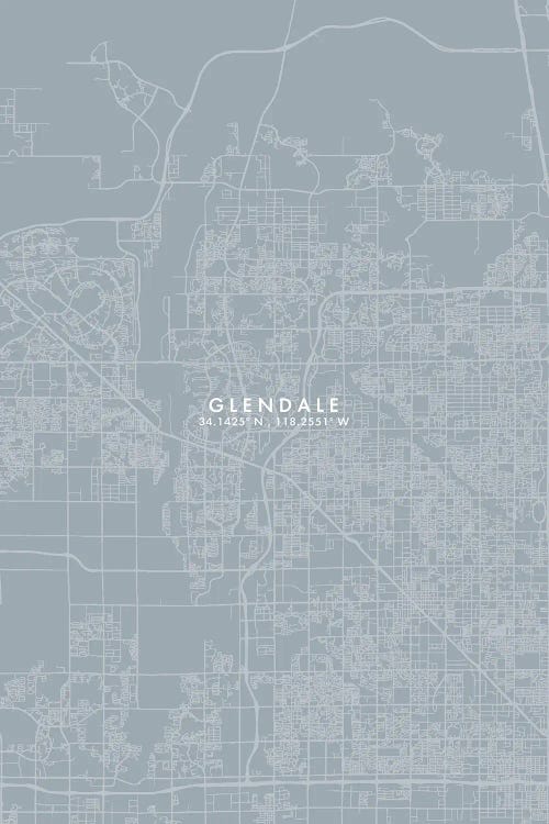 Glendale City Map Grey Blue Style by WallDecorAddict wall art