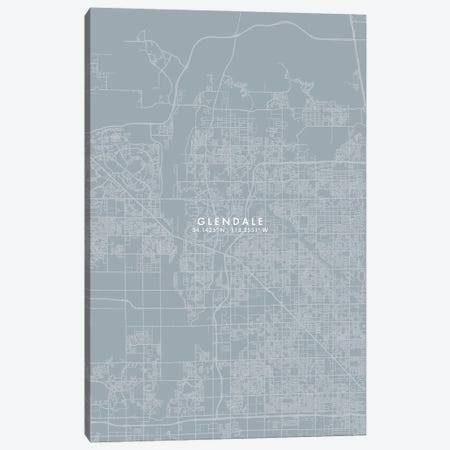 Glendale City Map Grey Blue Style Canvas Print #WDA1752} by WallDecorAddict Canvas Art
