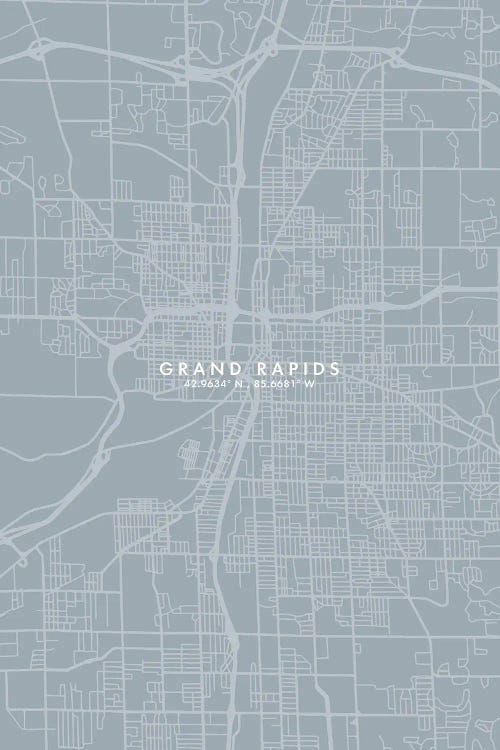 Grand Rapids City Map Grey Blue Style