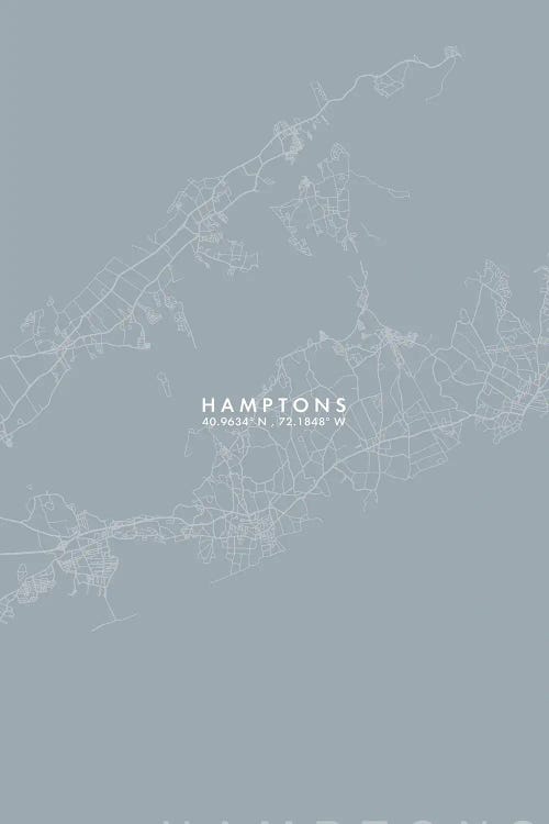 Hamptons City Map Grey Blue Style