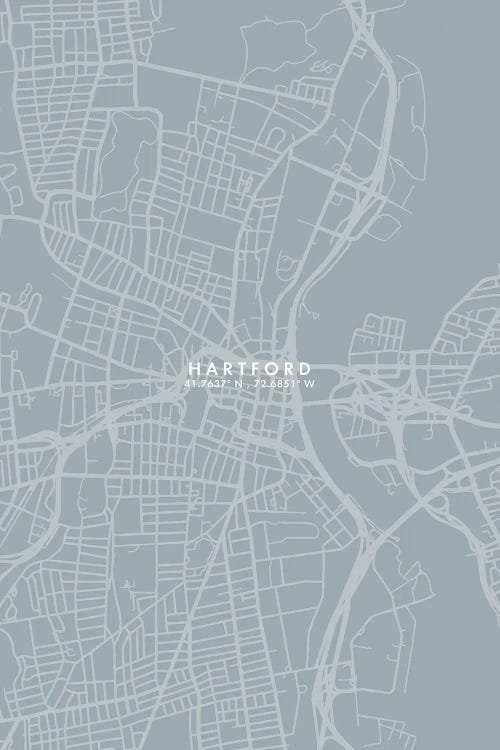 Hartford City Map Grey Blue Style