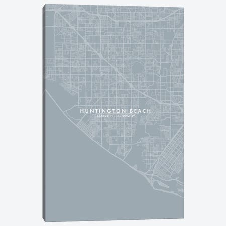 Huntington Beach City Map Grey Blue Style Canvas Print #WDA1756} by WallDecorAddict Art Print