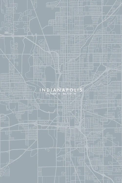 Indianapolis City Map Grey Blue Style