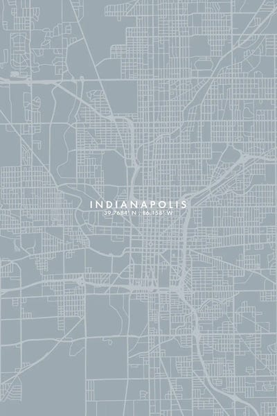 Indianapolis City Map Grey Blue Style
