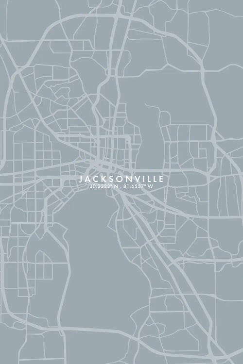 Jacksonville City Map Grey Blue Style