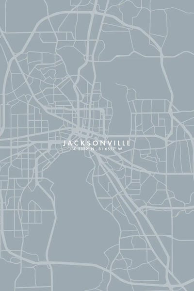 Jacksonville: Jacksonville City Map Grey Blue Style by WallDecorAddict