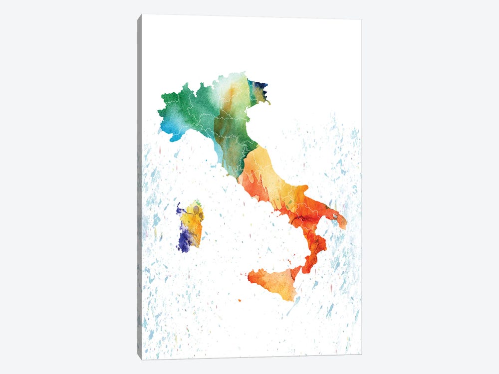 Italy Colorful Map by WallDecorAddict 1-piece Canvas Artwork