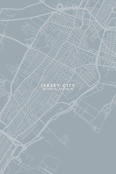 Jersey City, New Jersey, City Map Grey Blue Style