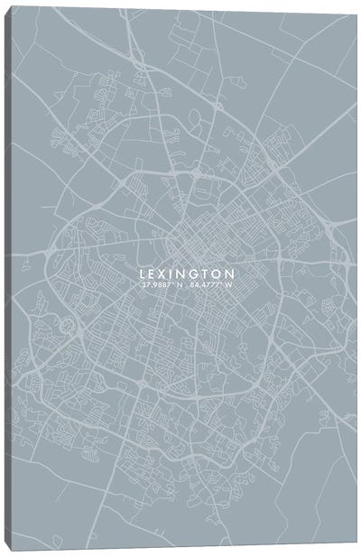 Lexington, Kentucky City Map Grey Blue Style Canvas Art Print