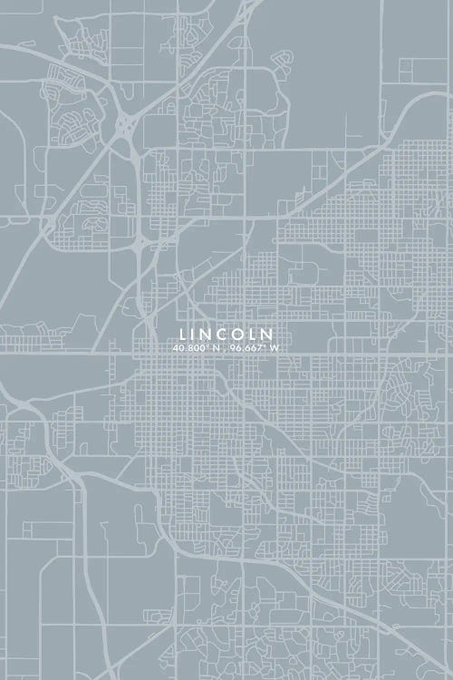 Lincoln City Map Grey Blue Style