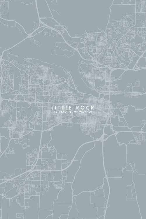 Little Rock City Map Grey Blue Style