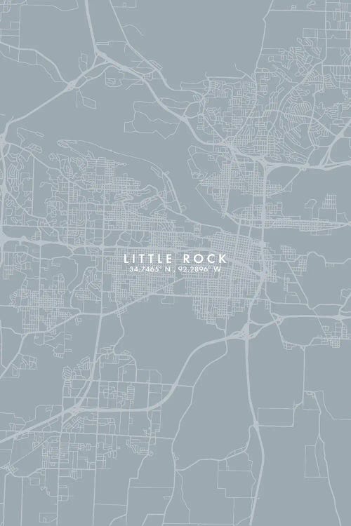 Little Rock City Map Grey Blue Style by WallDecorAddict wall art