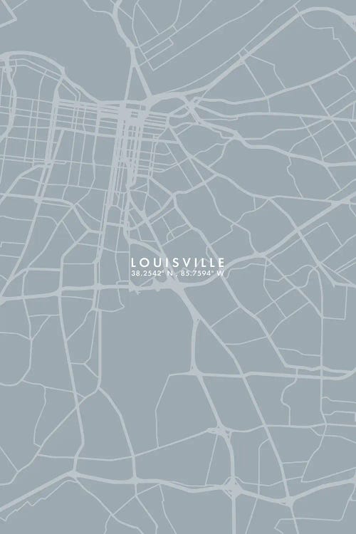 Louisville City Map Grey Blue Style by WallDecorAddict wall art