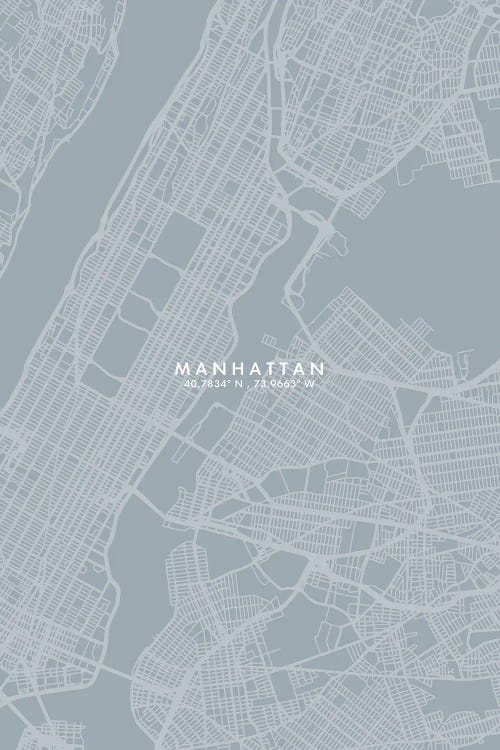 Manhattan City Map Grey Blue Style