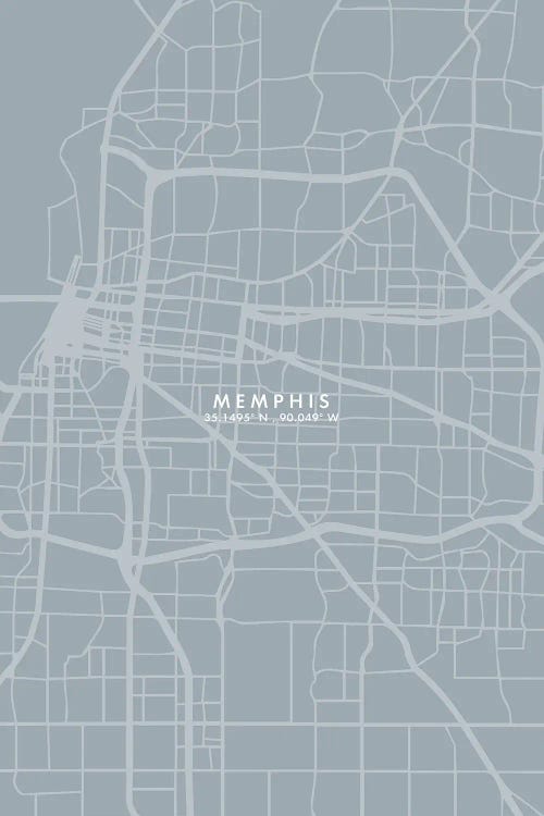 Memphis City Map Grey Blue Style