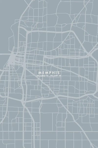 Memphis: Memphis City Map Grey Blue Style by WallDecorAddict