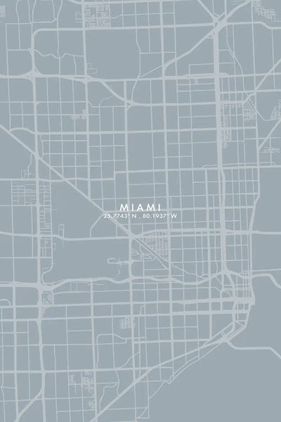 Miami Maps: Miami City Map Grey Blue Style by WallDecorAddict