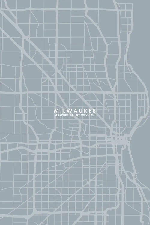 Milwaukee City Map Grey Blue Style