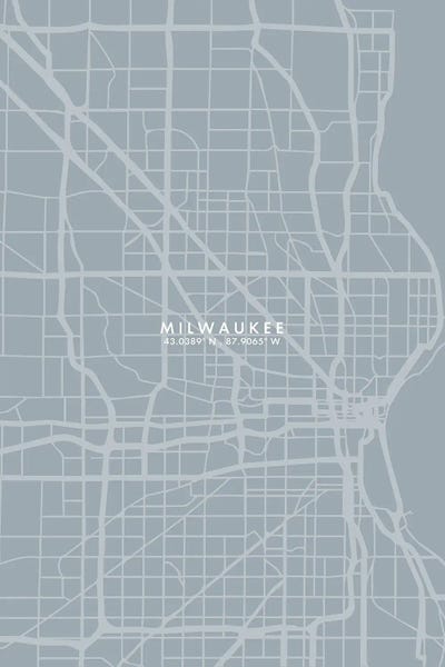 Wisconsin: Milwaukee City Map Grey Blue Style by WallDecorAddict