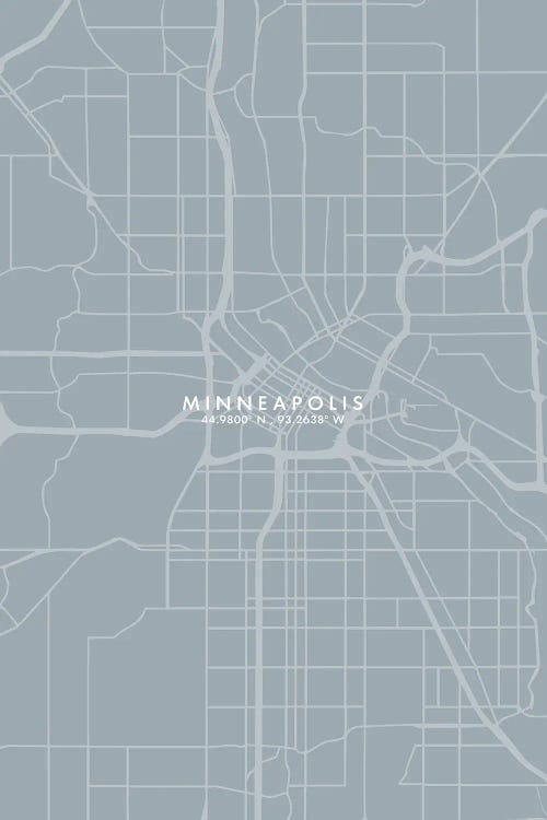 Minneapolis City Map Grey Blue Style