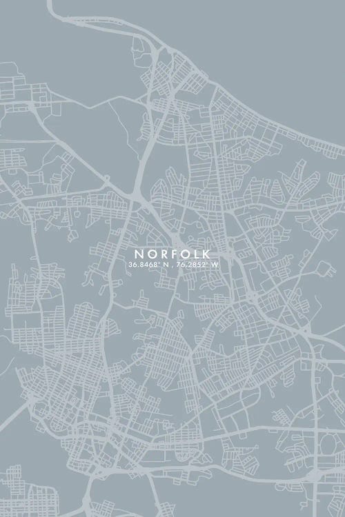 Norfolk City Map Grey Blue Style