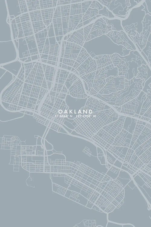 Oakland, California City Map Grey Blue Style