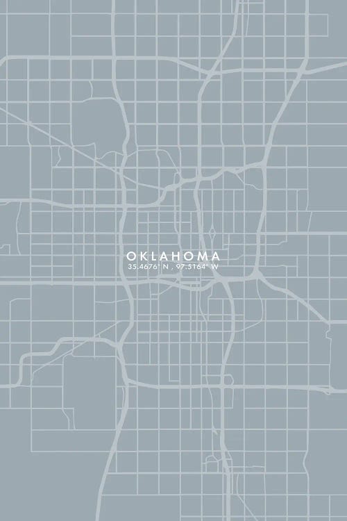 Oklahoma City Map Grey Blue Style